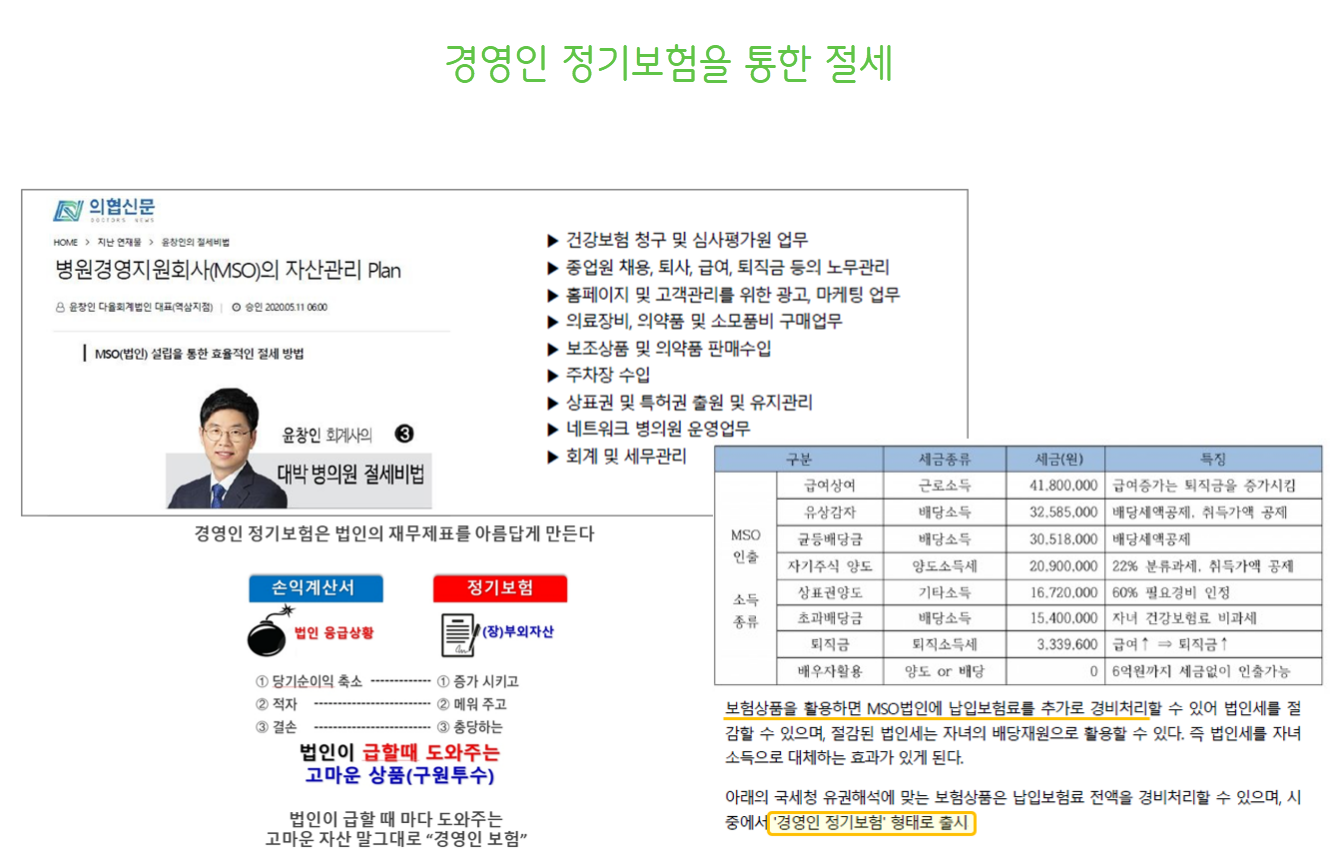 병원 MSO 경영인 정기보험